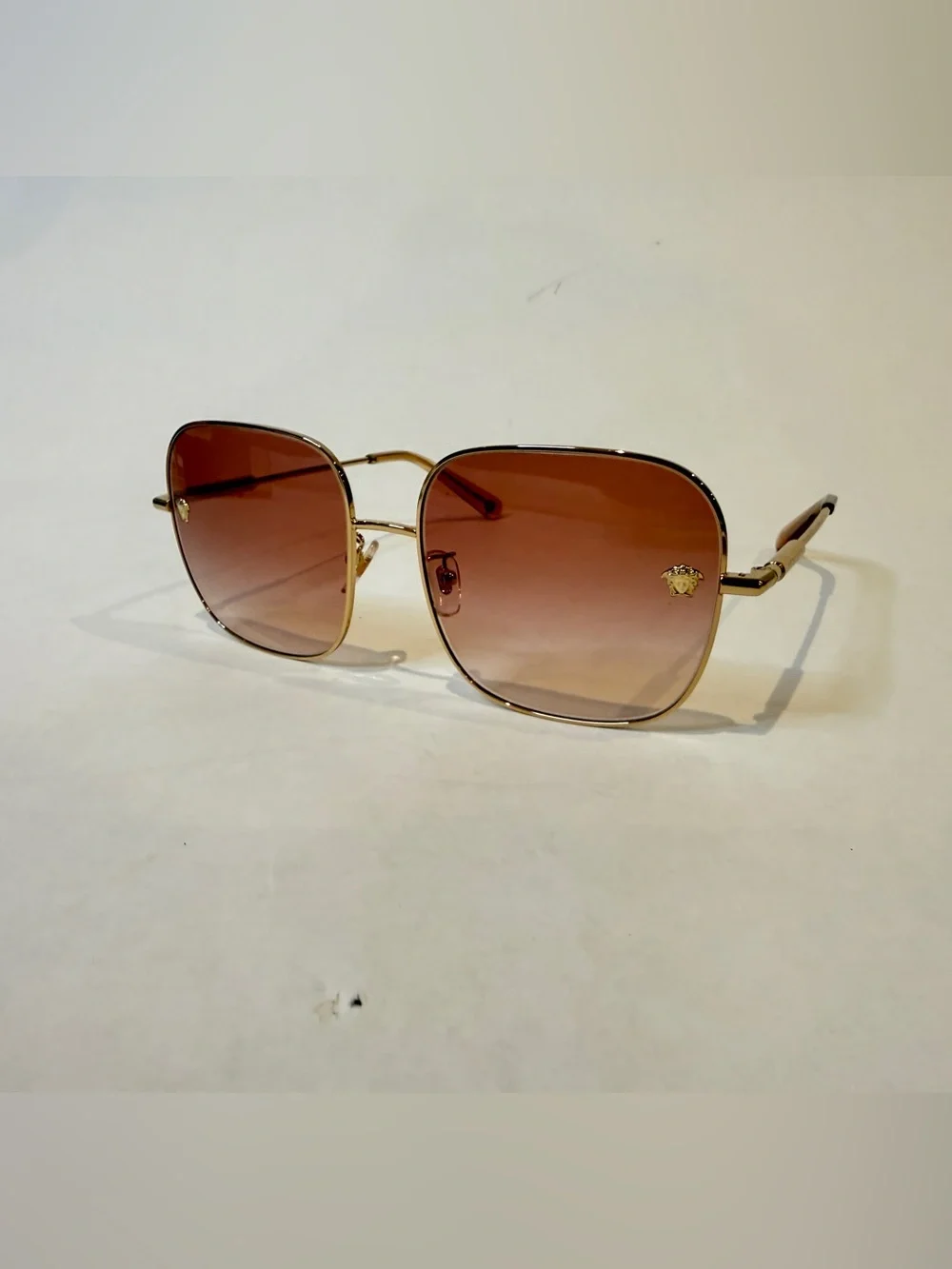 Versace Gold Metal Sunglasses with Pink Gradient Lenses